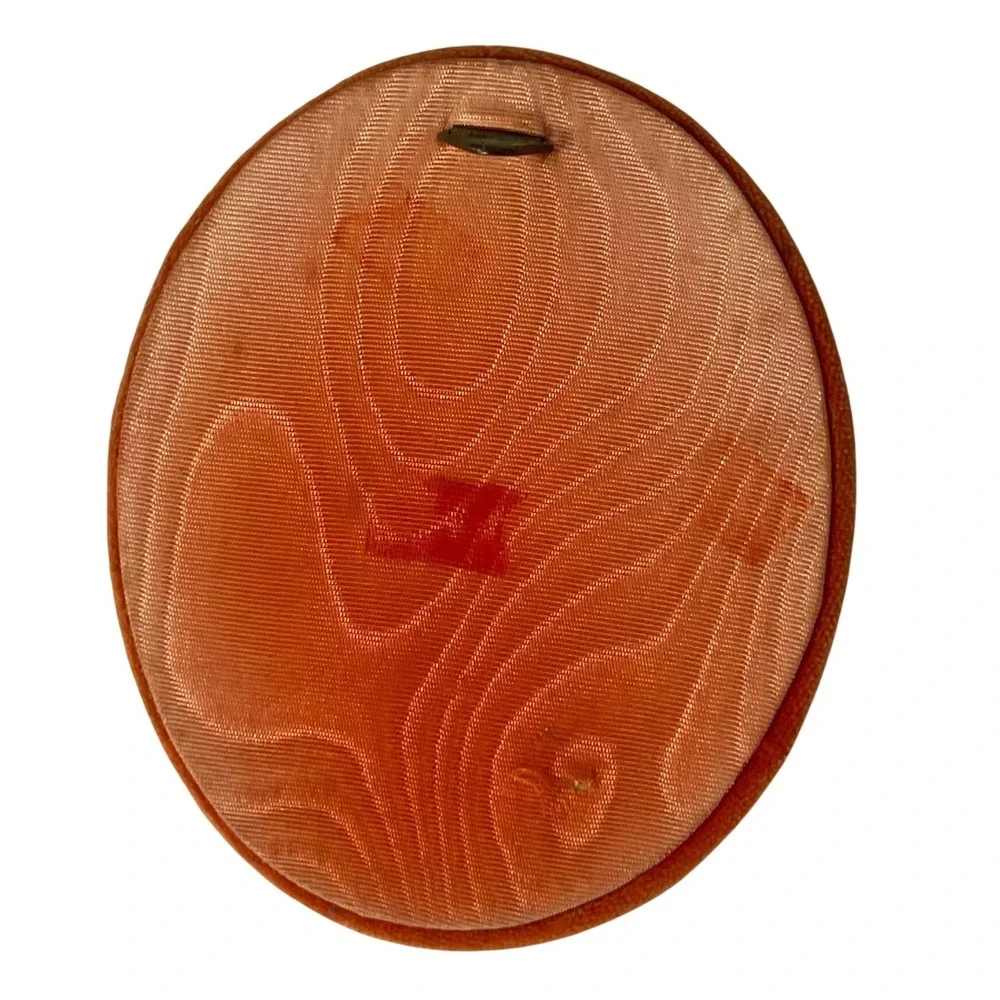 Vintage 60s Mini Florentine Floral Wall Plaque Orange Velvet Bezel Grannycore